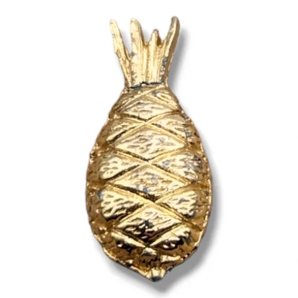 Gold Tone Pineapple Vintage Hat Lapel Pin Tie Tack - Picture 4 of 4